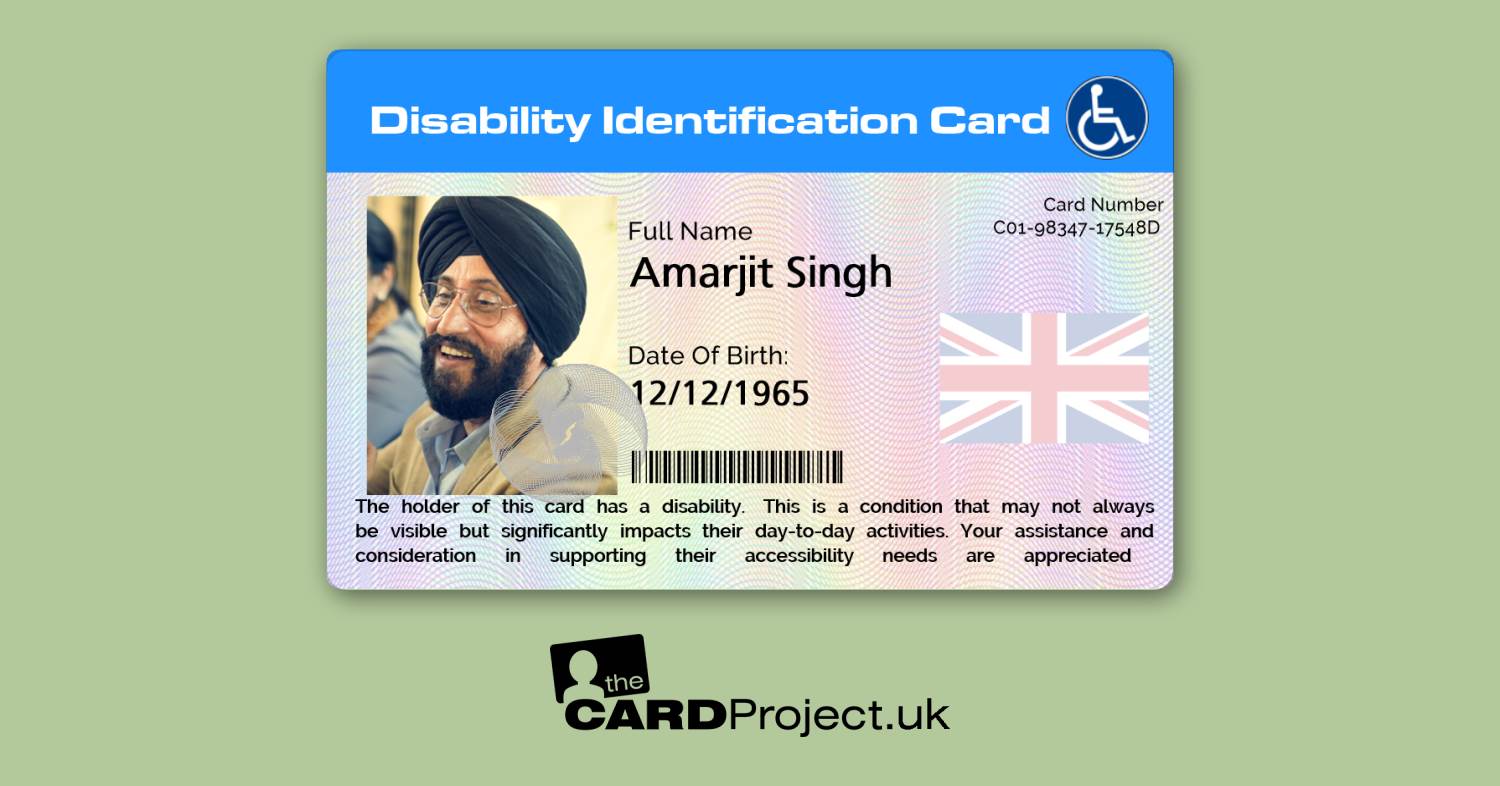 English Punjabi Disability Card Gurmukhi (REAR)